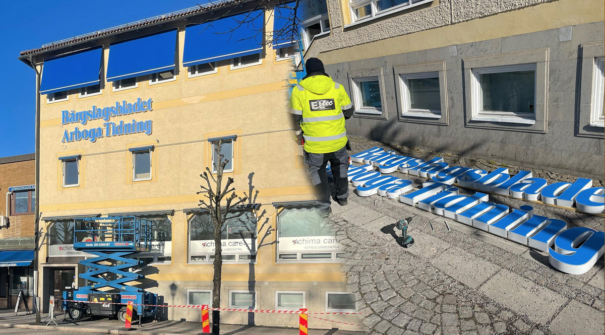 Fasadskylt med inbyggd belysning Bärgslagsbladet