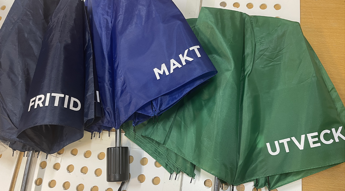 Paraplyer i tryckeriet på Reklamhuset RINK